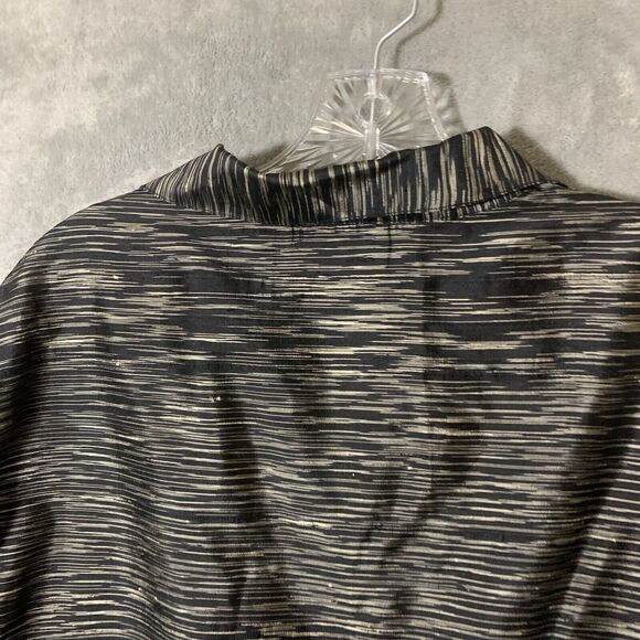 Chicos Top 3 Sz XL 100% Silk Long Sleeve Tunic Collar Buttons Fish Bead - Picture 9 of 10